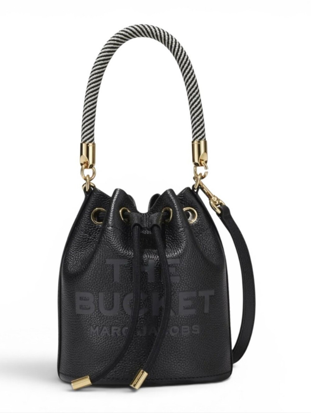 Marc Jacobs The Bucket Bag Leather Drawstring Bucket Bag with Striped Handle